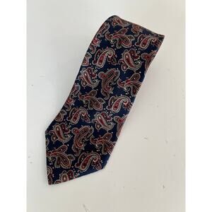 Ballymoor Men's Silk Neck Tie Navy Blue & Red Paisley JL